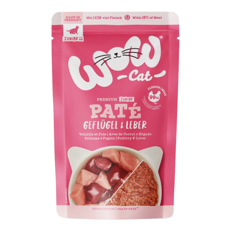 WOW Cat kapsička Paté Drůbež s játry Kitten/Junior 125g