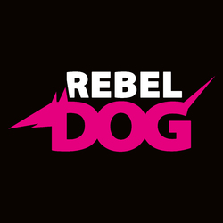 Rebel Dog - logo základní na černé CMYK - JPG