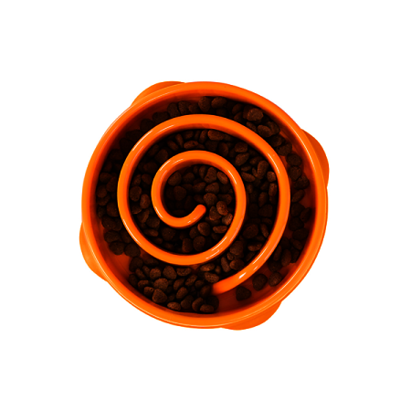 Zpomalovací miska Fun Feeder Swirl oranžová Medium