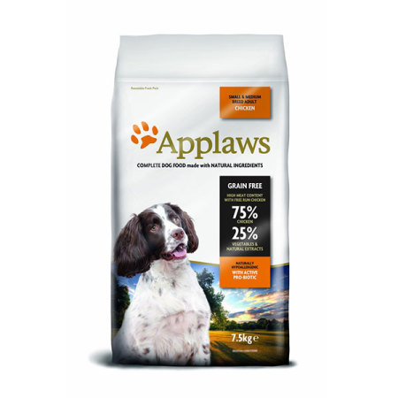 Applaws granule Dog Adult Small & Medium Breed Kuře 7,5kg - natržený pytel 5% sleva