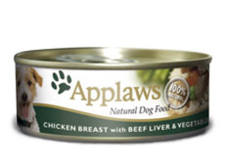 Applaws konzerva Dog Kuře, hovězí játra a zelenina 156g