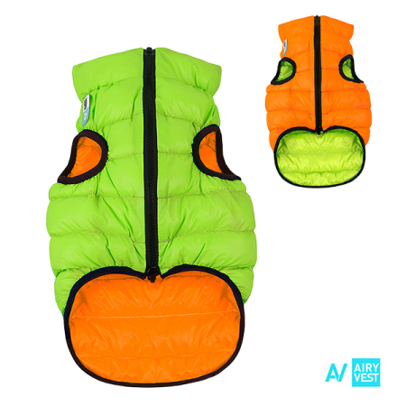 AiryVest bunda pro psy oranžová/zelená   S 40