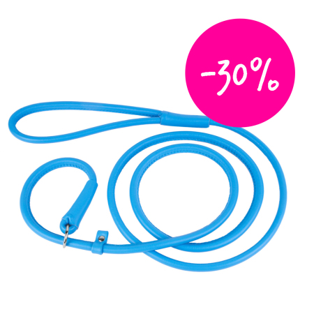 Vodítko kožené Glamour Loop vypouštěcí - modré - SLEVA 30%