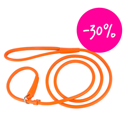 Vodítko kožené Glamour Loop vypouštěcí - oranžové - SLEVA 30%