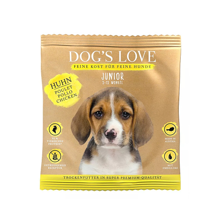 Dog's Love granule Kuře Junior NEW - vzorek 80g