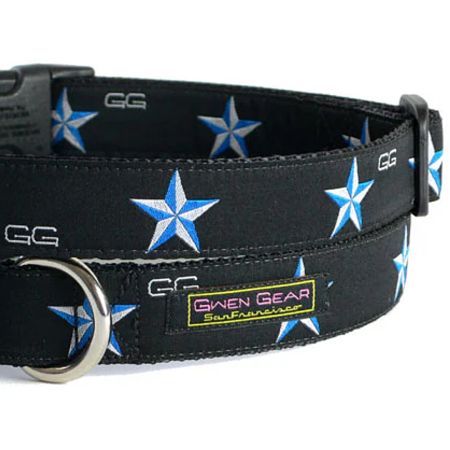 Gwen Gear sada XL černá Stars (obojek 42-72cm, vodítko 152cm)