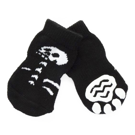 Ponožky protiskluzové pro malé psy - černé s lebkou 