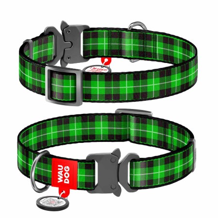 WAUDOG obojek nylonový Zelená kostka Fastex QR (33-49cm/2,5cm) 