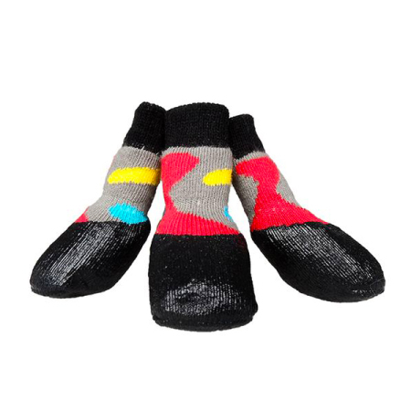 Ponožky pro psy pogumované Long - šedé s barevnými skvrnami vel.   S/2
