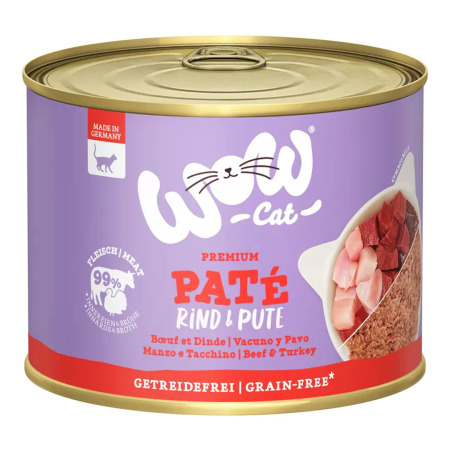 WOW Cat konzerva Paté Hovězí s krocanem Adult