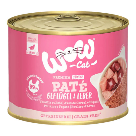 WOW Cat konzerva Paté Drůbež s játry Kitten/Junior